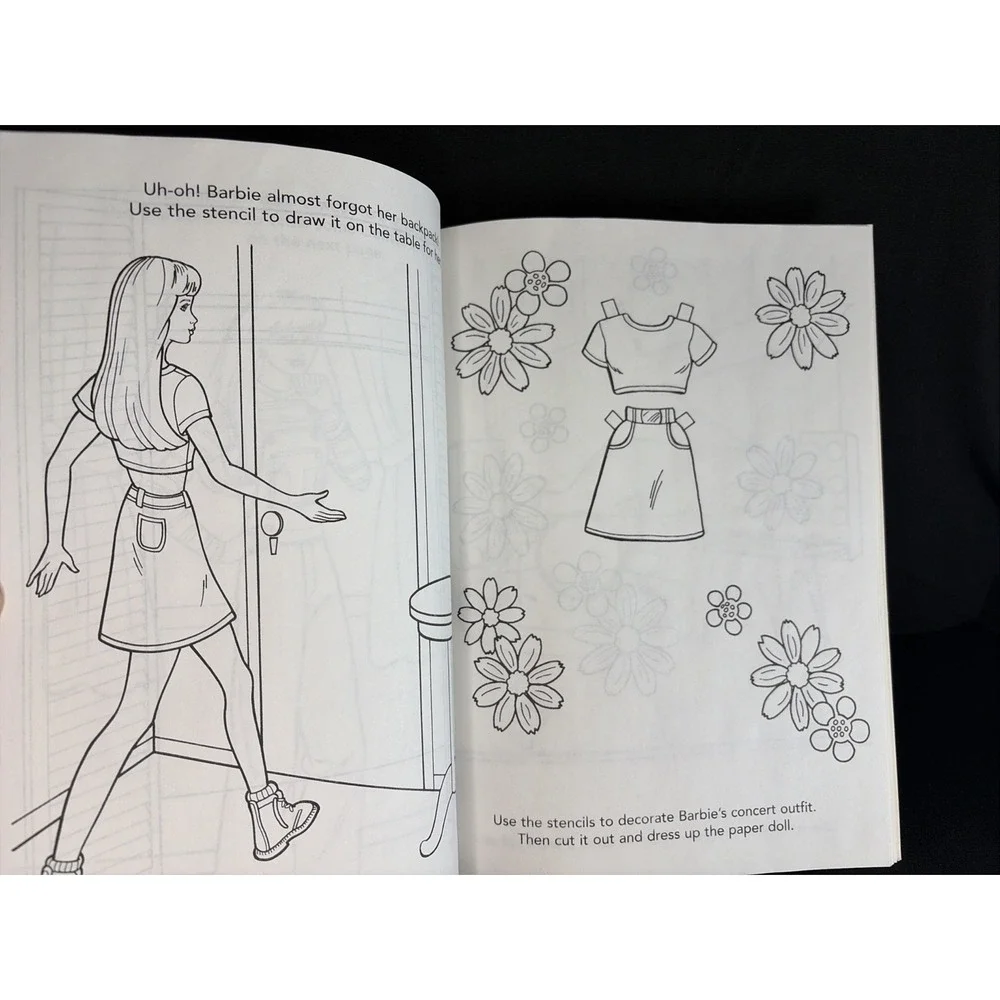Barbie Coloring Activity Book Super Cool‎ Fun And Fashions Stencils Vintage 1999